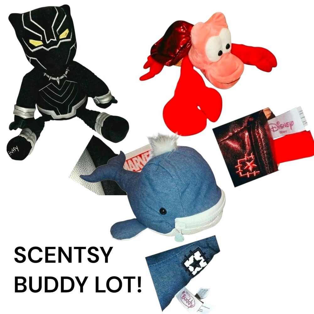 SCENTSY BUDDY LOT Marvel Black Panther Sebastian The Little Mermaid Benny Whale
